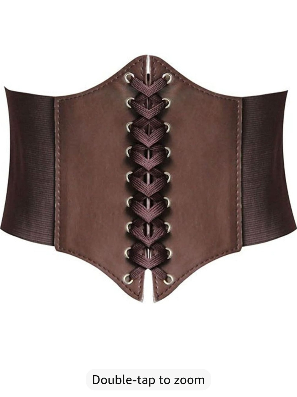NIP-Women Brown Elastic Corset Belt Lace Up Tie Front Renaissance Faire Cosplay
